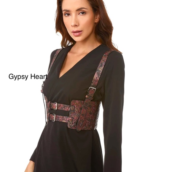 Holographic Floral Pattern Harness Belt Corset Belt - Picture 4 of 4